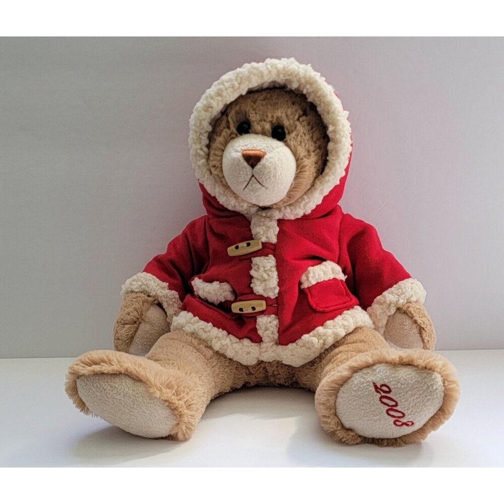 Animal Adventure 2008 Brown Teddy Bear Red Coat Plush Stuffed Animal 15" Rare